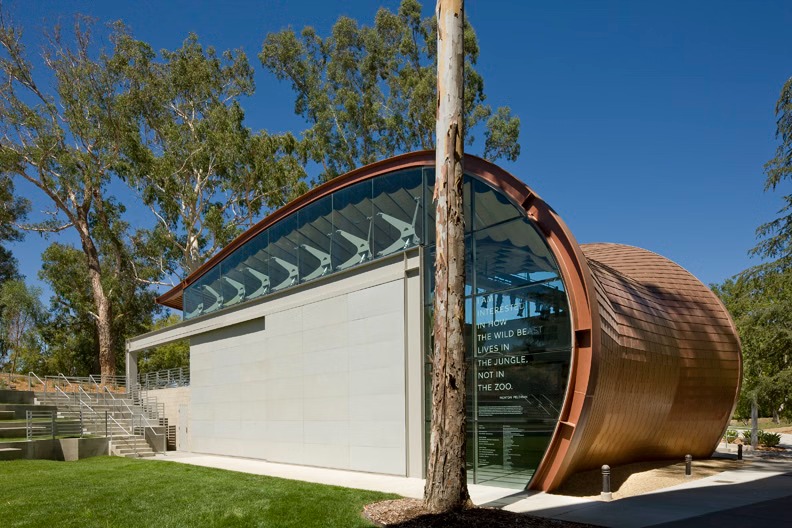 The Wild Beast at CalArts: copper-shingled drum and curving roof